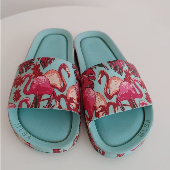 Mini Melissa Mel Beach Slide Flamingo Sandals Kids - Picture 2 of 4